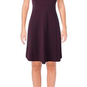 Calvin Klein Women's Flutter-Sleeve A-Line Dress (Aubergine)